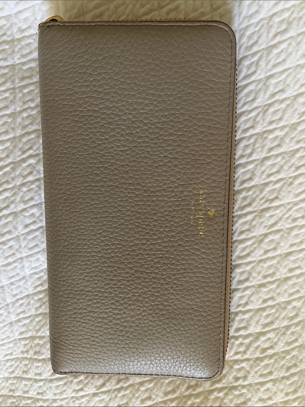 Kate Spade Taupe Zip-Around Leather Wallet